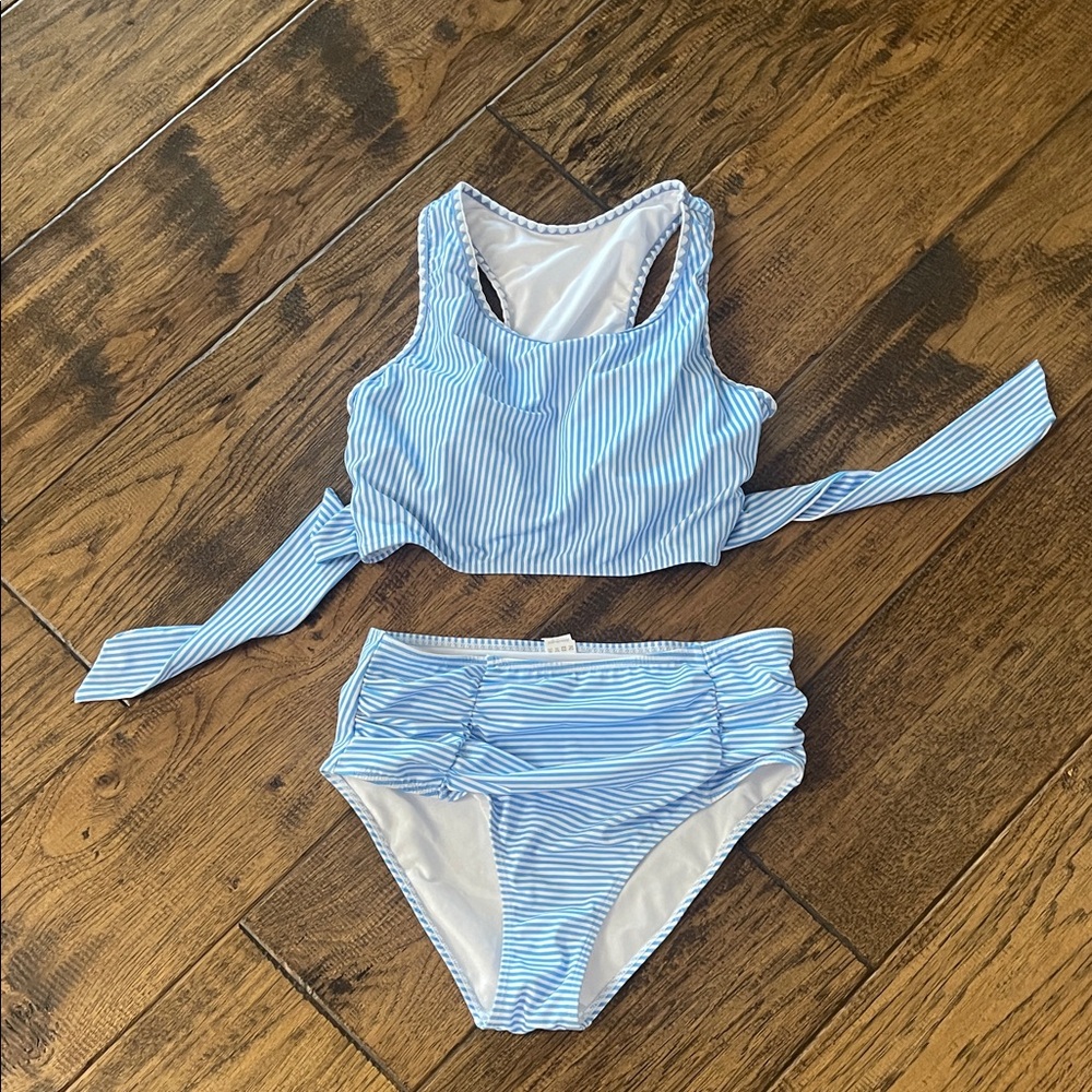 Striped Blue Kids Bikini Set